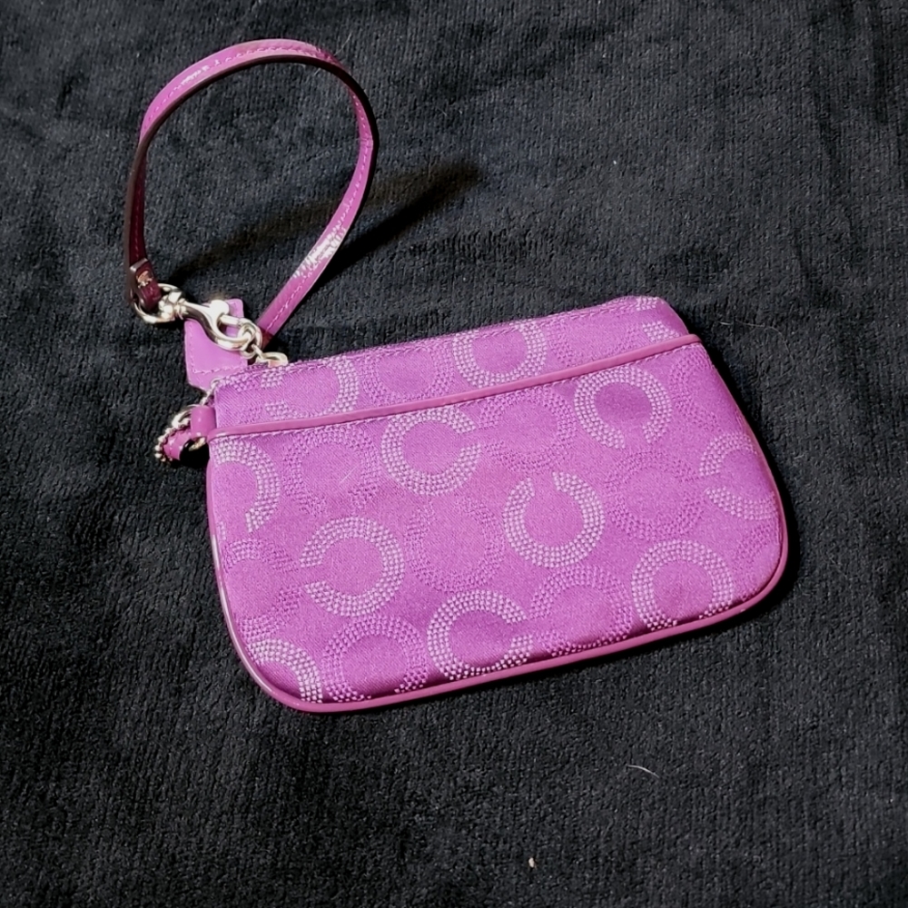 Coach Purple canvas wristlet